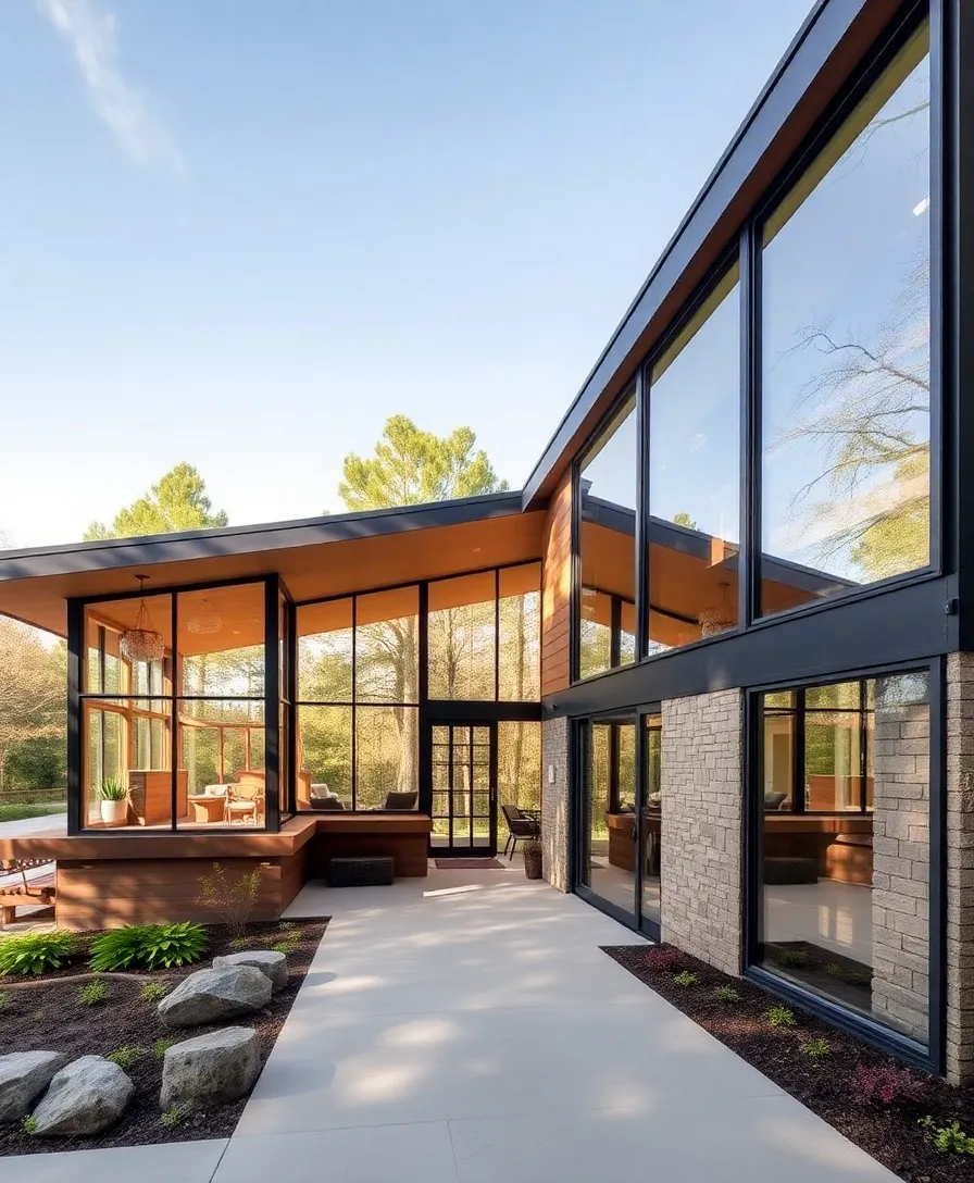 22 Mid Century Modern House Exteriors That Will Inspire Your Next Project! - 9. Large Windows for Natural Light
