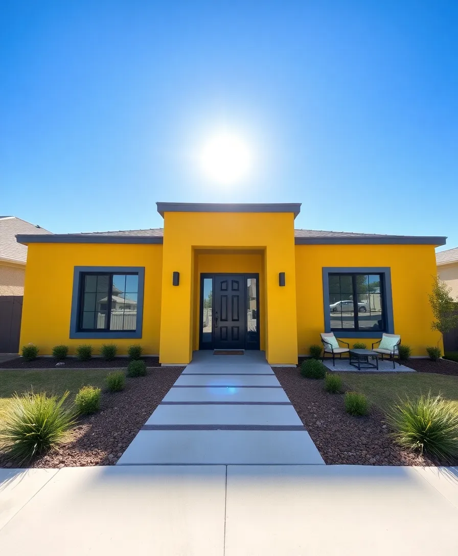 21 Modern Exterior House Colors That Will Transform Your Home Into a Showstopper! - 10. Vibrant Mustard Yellow