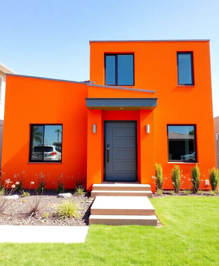 21 Modern Exterior House Colors That Will Transform Your Home Into a Showstopper! - 18. Blazing Orange