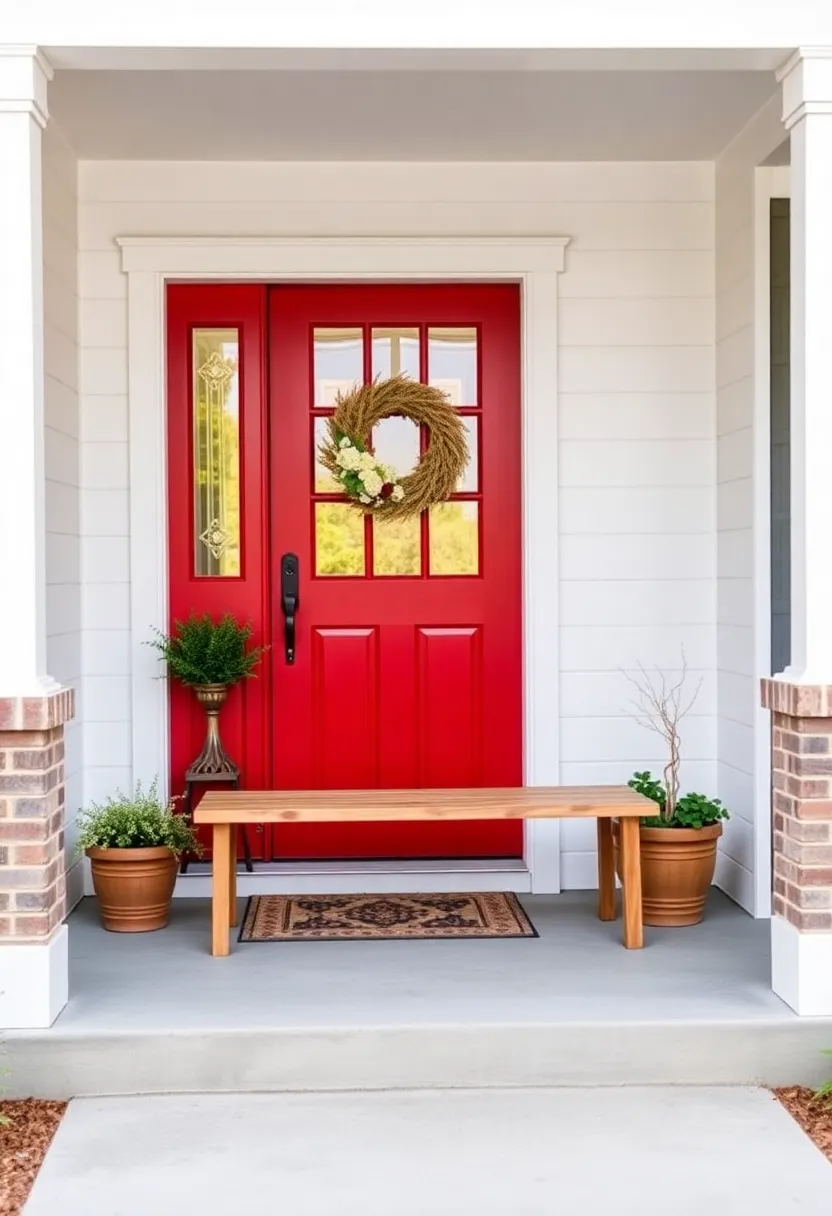 21 Eye-Catching Modern Farmhouse Exteriors That'll Leave You in Awe! - 11. Statement Front Doors