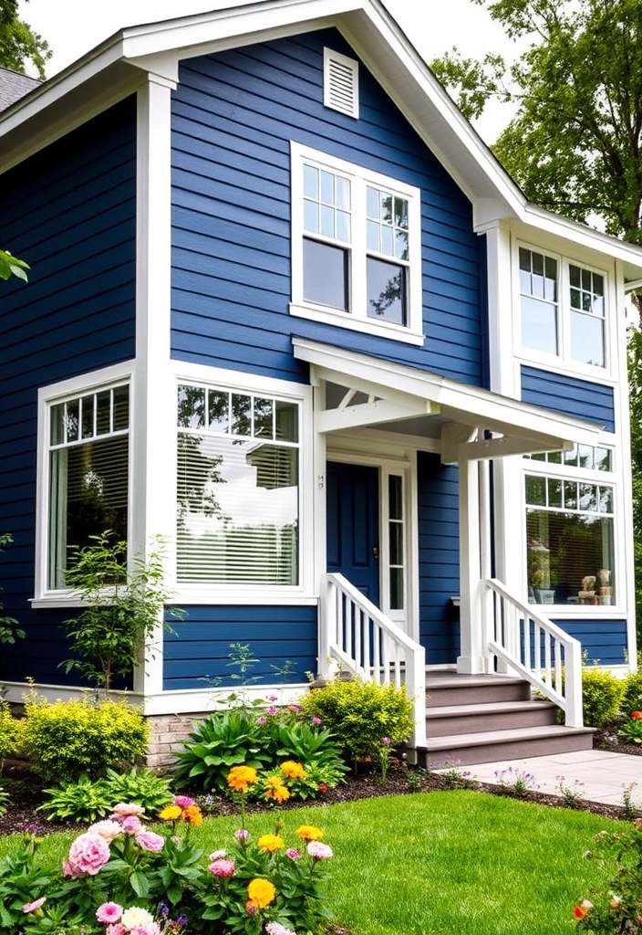21 Exterior House Colors That Will Make Your Neighbors Jealous (You Won't Believe #15!) - 2. Bold Navy Blue
